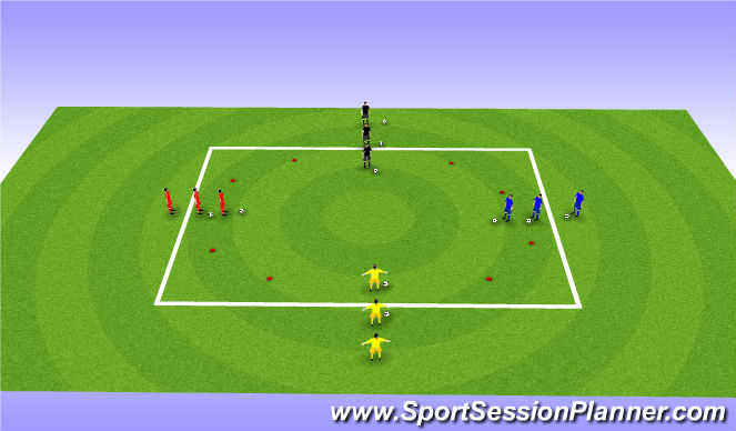 Football/Soccer Session Plan Drill (Colour): 1v1 w/4gates