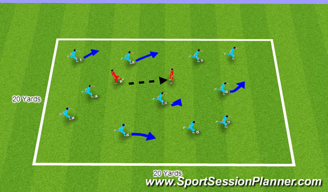 Football/Soccer Session Plan Drill (Colour): (Foundation) Dribbling and Passing