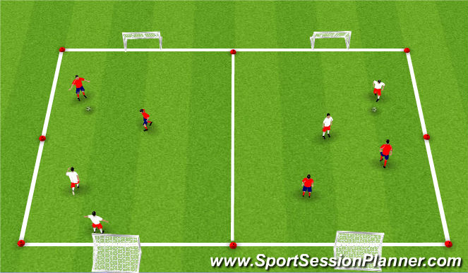 Football/Soccer Session Plan Drill (Colour): 2v1 Overload Game