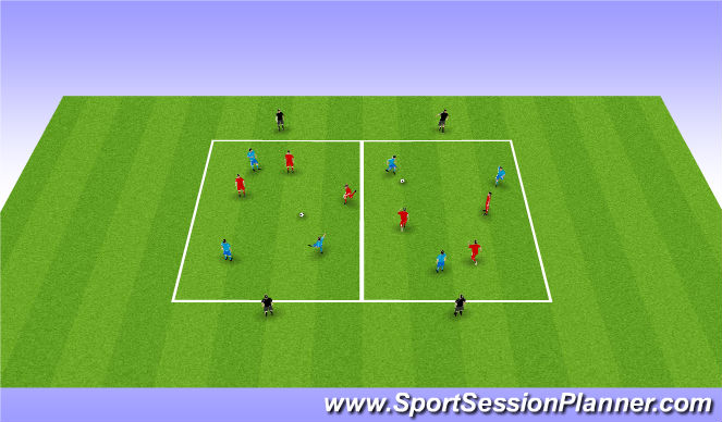 Football/Soccer Session Plan Drill (Colour): 3v3 switching play