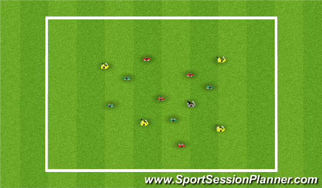 Football/Soccer Session Plan Drill (Colour): 3 team possession: support play