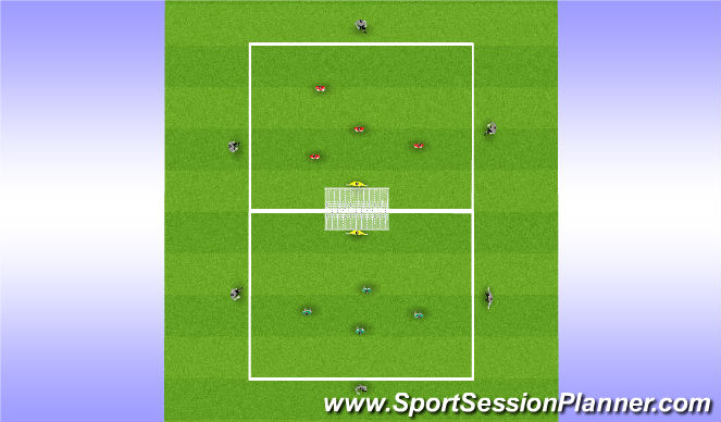 Football/Soccer Session Plan Drill (Colour): Extended support to big goals