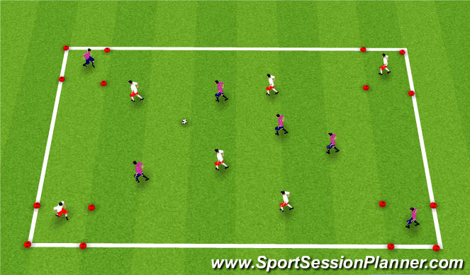 Football/Soccer Session Plan Drill (Colour): Main Activity-4 corner passing