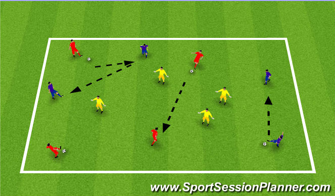 Football/Soccer Session Plan Drill (Colour): E1: 4v4+4 Multiple Ball Possession