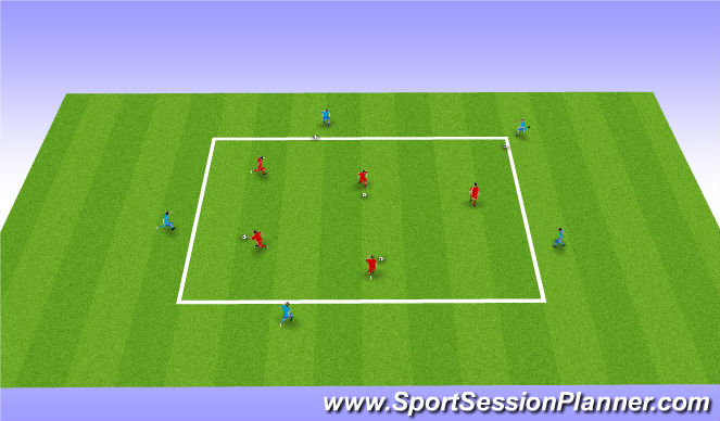 Football/Soccer Session Plan Drill (Colour): Pass and dribble