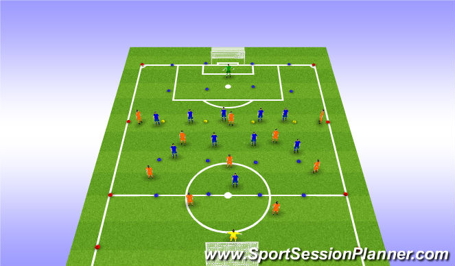 Football/Soccer Session Plan Drill (Colour): Partijspel