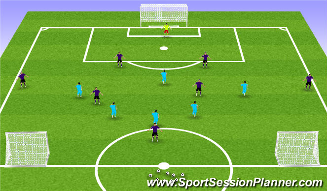 Football/Soccer Session Plan Drill (Colour): 8v6 Pressing