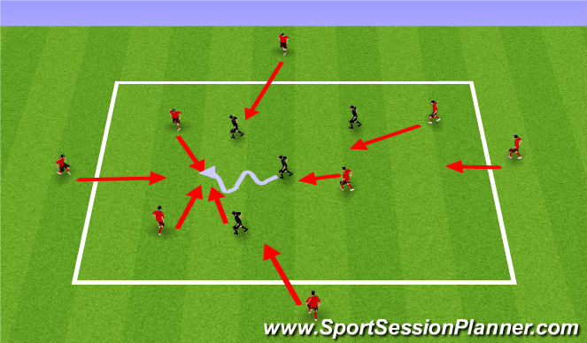 Football/Soccer Session Plan Drill (Colour): 4v4+4 Quick Reactions Dynamic Negative Transition Game