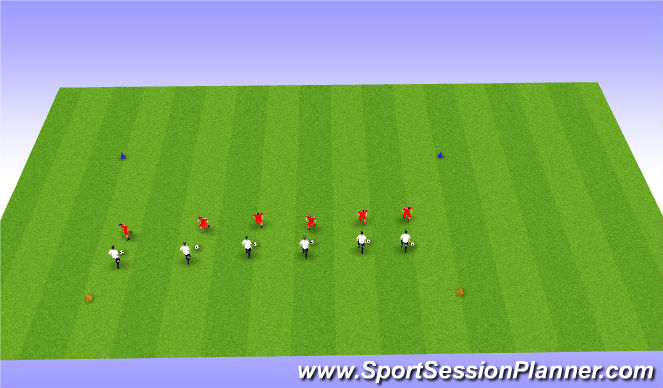 Football/Soccer Session Plan Drill (Colour): Warm Up - 1v1 defending refresher