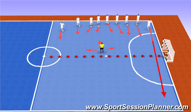 Futsal Session Plan Drill (Colour): Sharks and minnows con BALÓN