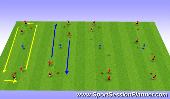 Football/Soccer Session Plan Drill (Colour): Running with the Ball
