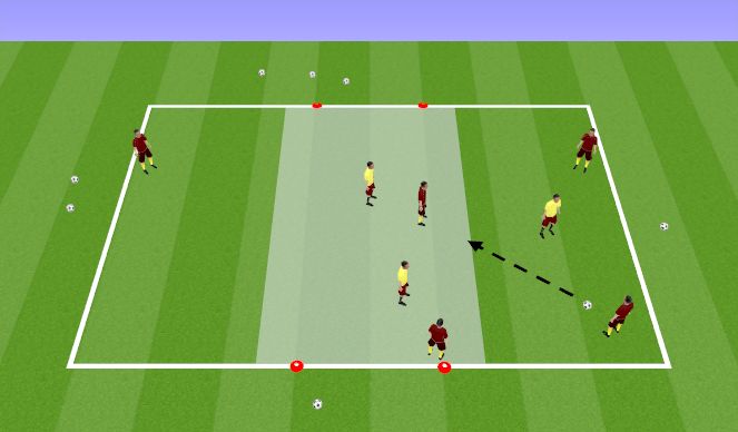 Football/Soccer Session Plan Drill (Colour): 5v3-9v4