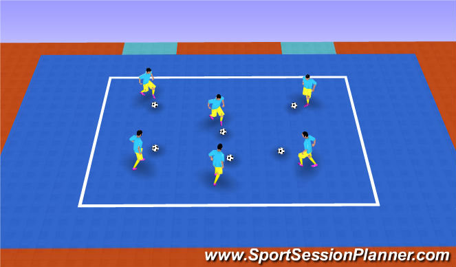 Futsal Session Plan Drill (Colour): Ball Master - Dribbling Grid