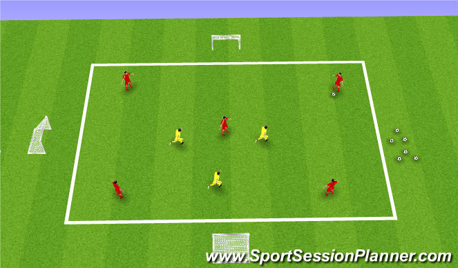 Football/Soccer Session Plan Drill (Colour): 6v3 Rondos