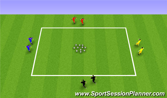 Football/Soccer Session Plan Drill (Colour): Calentamiento + juego pañuelo