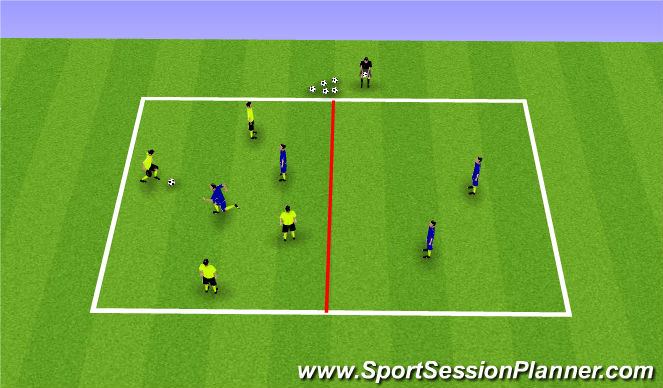 Football/Soccer Session Plan Drill (Colour): 4v2