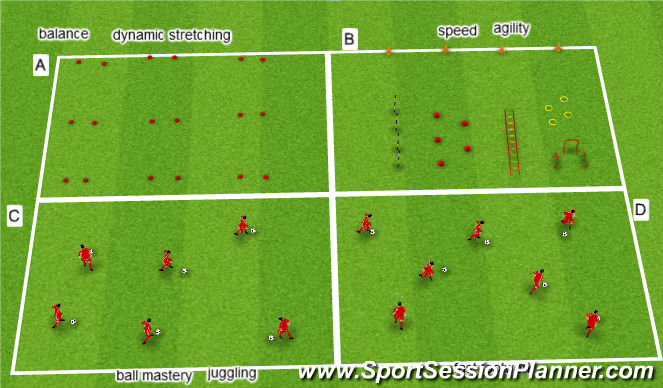 Football/Soccer Session Plan Drill (Colour): Proper warm up