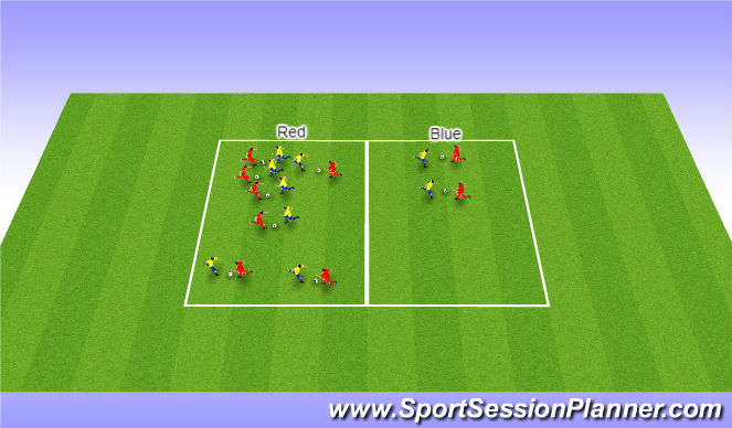 Football/Soccer Session Plan Drill (Colour): Stadium Game (10 Minutes)