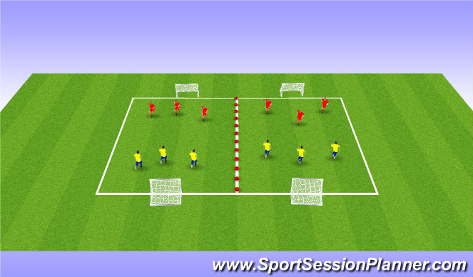 Football/Soccer Session Plan Drill (Colour): SSG 3v3