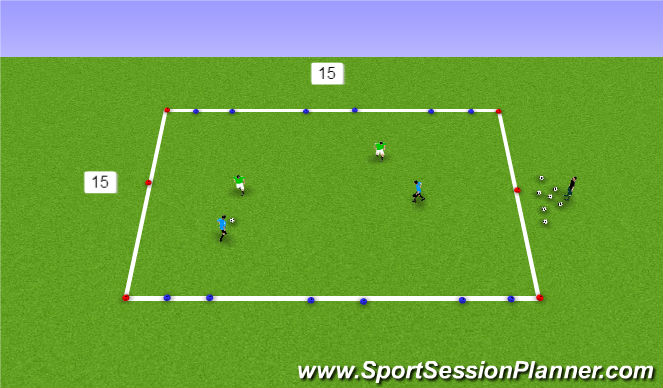 Football/Soccer Session Plan Drill (Colour): 2 v 2 to 3 goals