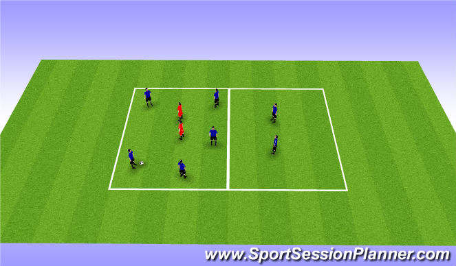 Football/Soccer Session Plan Drill (Colour): 9 players