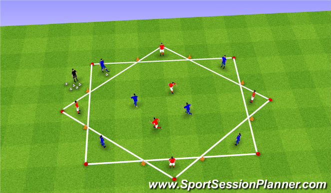 Football/Soccer Session Plan Drill (Colour): Positiespel 2VS2+4 (stervorm)