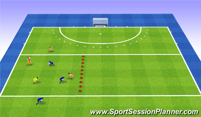 Hockey Session Plan Drill (Colour): 3c3+joker