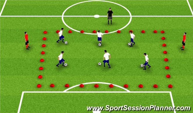 Football/Soccer Session Plan Drill (Colour): holding up the ball king of the ring