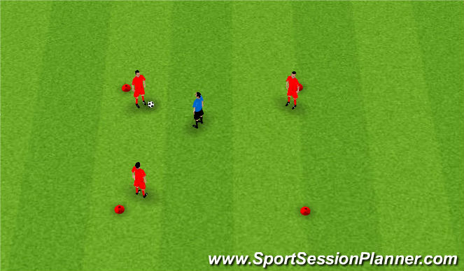 Football/Soccer Session Plan Drill (Colour): 3 v 1 Monkey in Middle