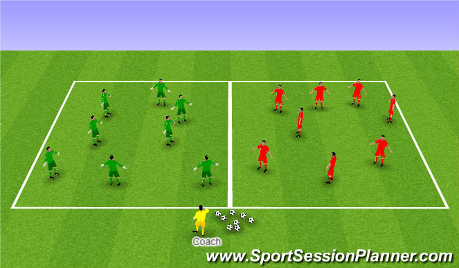 Football/Soccer Session Plan Drill (Colour): Pressing in boxes