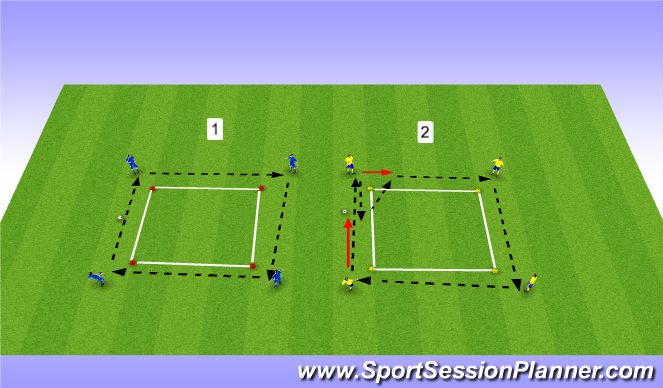 Football/Soccer Session Plan Drill (Colour): Square Passing Warm-up