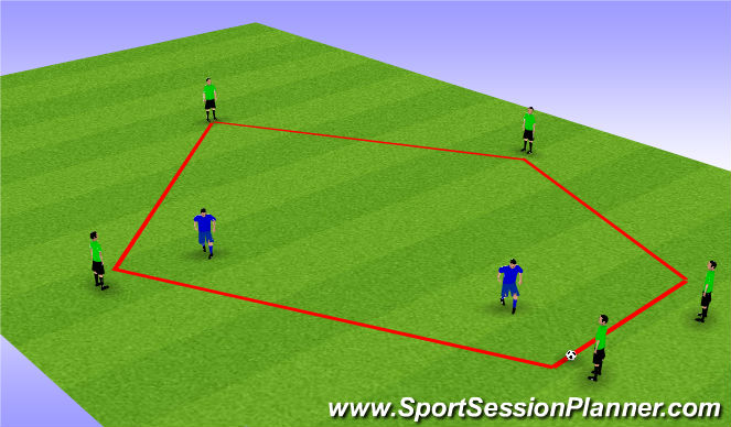 Football/Soccer Session Plan Drill (Colour): rondo 5x2
