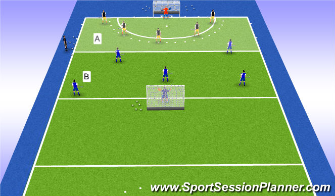 Hockey Session Plan Drill (Colour): Arrival Game