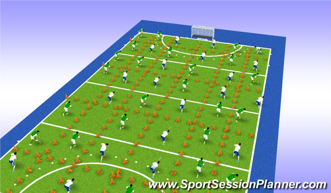 Hockey Session Plan Drill (Colour): Ejercicios en espacios delimitados