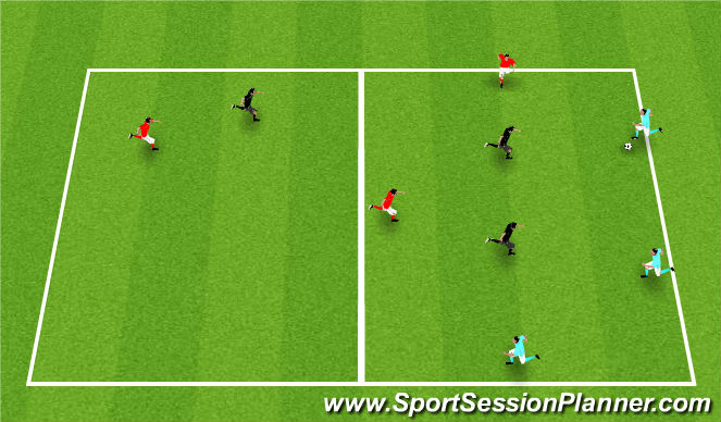 Football/Soccer Session Plan Drill (Colour): RONDO 6x3 dos zonas