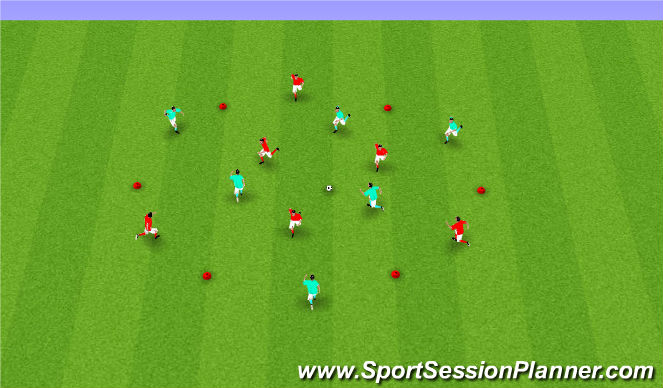 Football/Soccer Session Plan Drill (Colour): HEXAGONAL 6x6+1