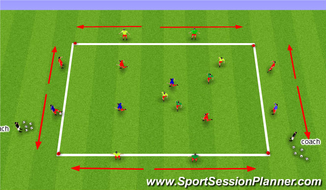 Football/Soccer Session Plan Drill (Colour): 4 team 5 pass possession