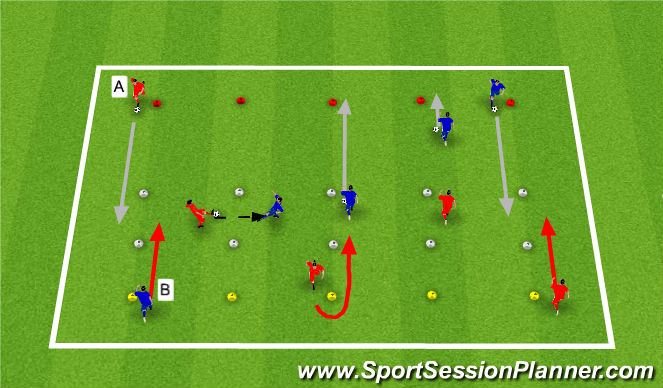 Fútbol Ejercicio del Plan de Sesiones (Color): Dribble, Pass, Chase