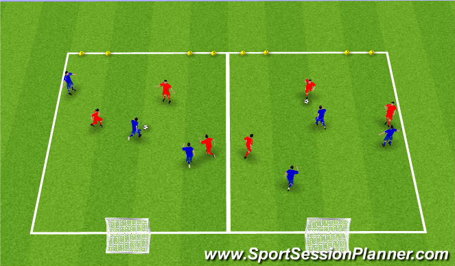 Fútbol Ejercicio del Plan de Sesiones (Color): 3v3 x2