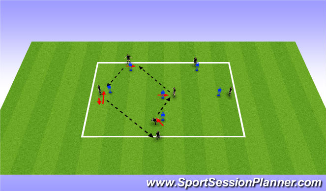 Football/Soccer Session Plan Drill (Colour): W Passing Pattern