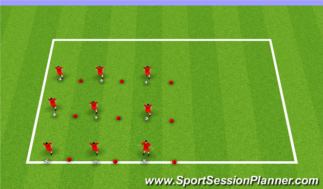 Football/Soccer Session Plan Drill (Colour): Warmup/Ball Manipulation