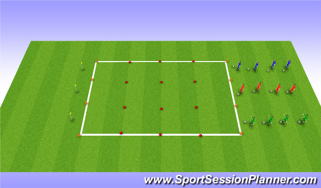 Football/Soccer Session Plan Drill (Colour): Running with ball - change of direction