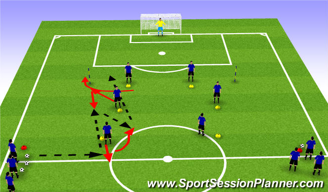 Football/Soccer Session Plan Drill (Colour): 4-2-2-2 Variance - #1