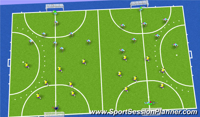 Hockey Session Plan Drill (Colour): 8 v 8 game- with constraints