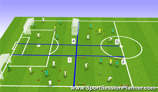 Football/Soccer Session Plan Drill (Colour): Circuito táctico