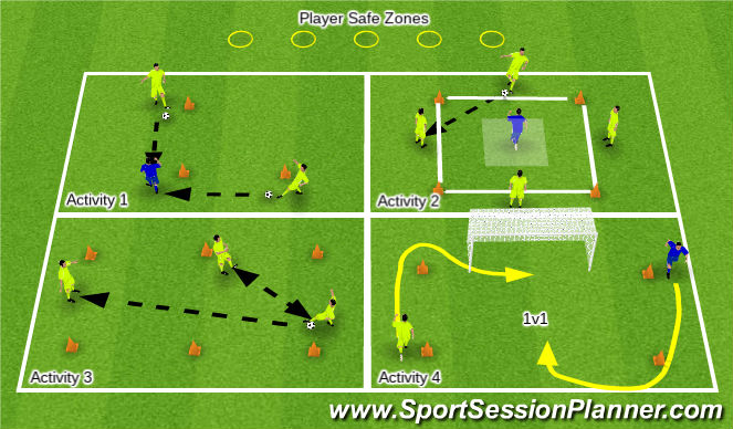 Football/Soccer Session Plan Drill (Colour): Activities 1 - 4