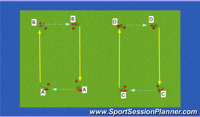 Hockey Session Plan Drill (Colour): Pass + Move