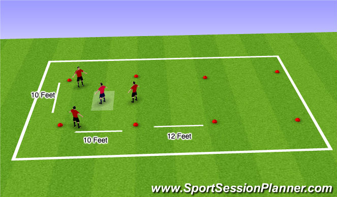 Football/Soccer Session Plan Drill (Colour): 3v1 Distanced