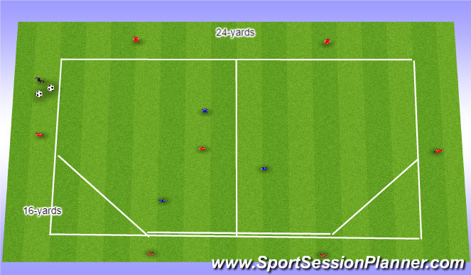 Football/Soccer Session Plan Drill (Colour): 7v3 Rondo Simulation CB's