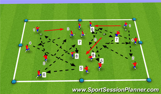 Football/Soccer Session Plan Drill (Colour): Passing & Receiving warm-up